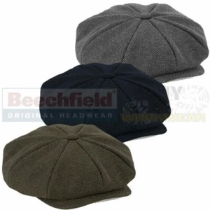 Beechfield Heritage Baker Boy Peaky Blinders Herringbone Weave Fashion Cap Mens - Picture 1 of 8