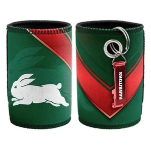 127248 SOUTH SYDNEY RABBITOHS NRL CAN COOLER STUBBY HOLDER WITH BOTTLE OPENER - Picture 1 of 1