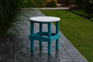 A&L Furniture Co. Amish-Made Round Poly Side Table with White Top - 13 Colors - Picture 1 of 4