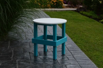 Mesa auxiliar redonda de polietileno hecha por A&L Furniture Co. con tapa blanca - 13 colores Foto 1 de 4