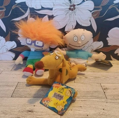 Rugrats 1997 Bolsa de Feijão Vintage Pelúcia Nova Com Etiqueta Tommy, Chuckie, Spike LOTE DE 3 - Imagem 1 de 4