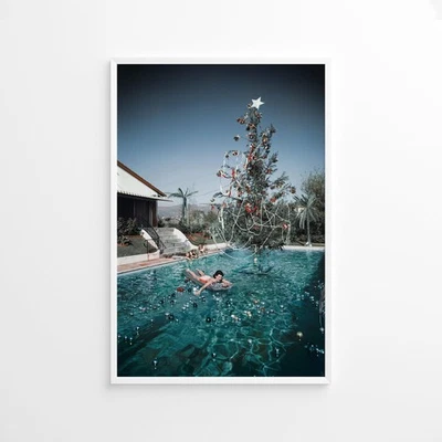 Slim Aarons Christmas Swim Poster | Vintage Holiday Photography Print - Image 1 of 3