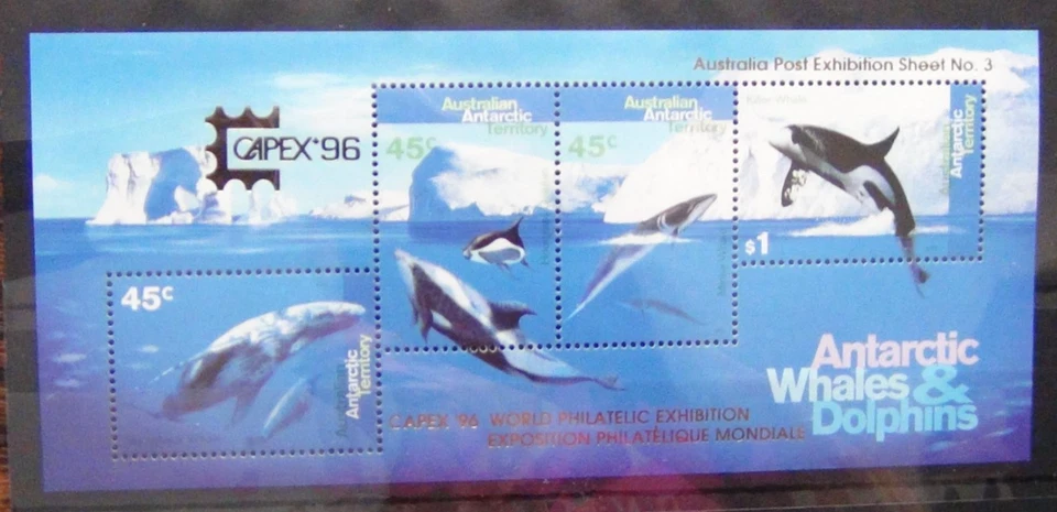 AAT 1996 Capex 96 Sellos Exposición Ballenas y Delfines M/S MNH Foto 1 de 1