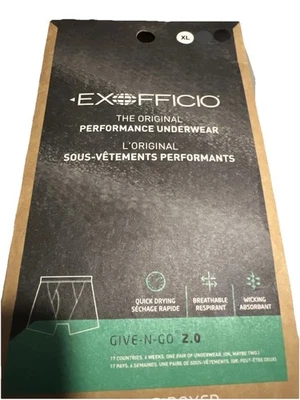 Ropa interior boxer para hombre 2-Exofficio Give-N-Go 2.0 ONYX talla XLARGE Foto 1 de 3