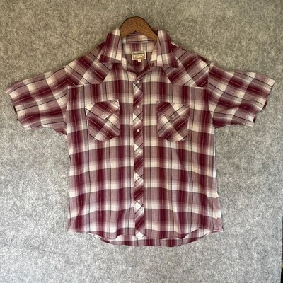 Dragonfly Shirt Mens L Colorful Plaid California Western Wear Snap Short Sleeve - Image 1 of 4