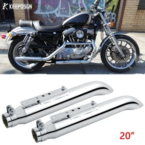 2x For Harley Sportster 883 1200 Slip-On Exhaust Muffler Pipe Slash Cut 2" x 20" - Foto 1 di 13