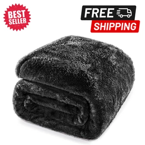 Black King Size Blanket for Bed, 300GSM Soft Warm Fleece Fabric, Decorative L... - Picture 1 of 9