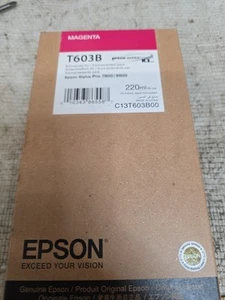 NEW GENUINE EPSON T603B MAGENTA 220ml INK STYLUS 7800 9800 T603B00 2018- 2021 - Picture 1 of 4