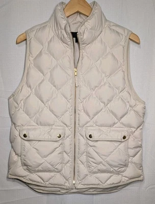 J Crew женщин выстеганный вниз пуховик жилет Sz большой слоновой кости осени минималист капсулы  - Изображение 1 из 4