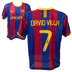 Camiseta de fútbol local firmada por David Villa FC Barcelona #7 con certificado de autenticidad Beckett - Imagen 1 de 4