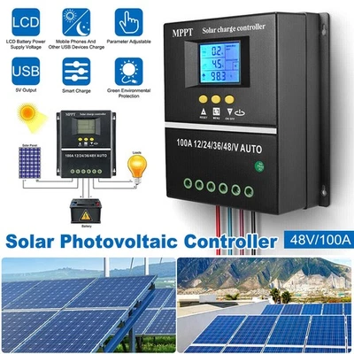 60A 80A 100A MPPT Solar Ladegerät Controller Panel Regler 12V/24V/36V/48V HOT// - Bild 1 von 4