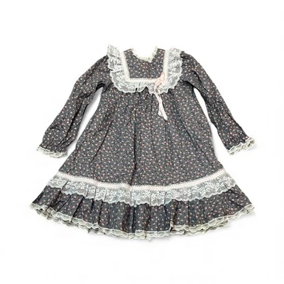 Vestido campesino vintage de encaje floral de mediados de siglo de Bryan años 70 vestido pradera talla 6 Foto 1 de 4