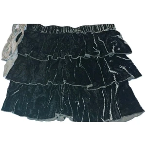 Juicy Couture schwarz Samt Seide Mischung Stufen Minirock Small Y2K frech MEDIUM  - Bild 1 von 14