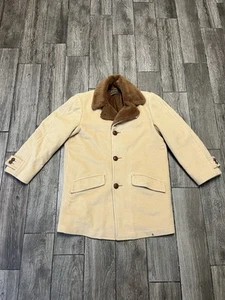 VTG Sir PENDLETON Mens L Virgin Wool Brown Faux Fur Lined Over Coat Heavy Jacket - Picture 1 of 9