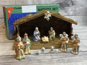 Vintage 1987 Flambro 10 Stück Porzellan Krippe Set OHNE Lichter enthalten! - Bild 1 von 7