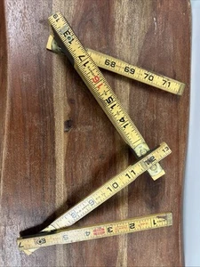 Vintage Lufkin Folding Wooden Measuring Ruler 72”/ 6 Ft w/Steel Extension RED - Picture 1 of 3