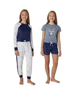 BCBG Girls Youth 4-piece Gray, Blue Butterfly Lounge Sleep Set Size L- 14/16 - Picture 1 of 3