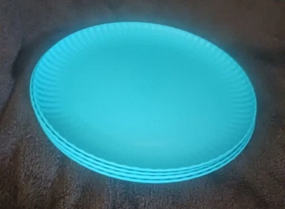 new 4 pcs Mainstays Plastic ribbed Dinner Plates   color cyan - Image 1 of 4