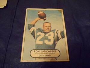 1968 OPC O-Pee-Chee CFL Insert Poster Ron Lancaster Saskatchewan Roughriders