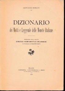Hn Donati Giovanni. Dictionnaire Des Dictons Et Légendes Monnaies Italiane aa207 - Picture 1 of 1