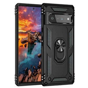Case for Google Pixel 6 Pro Phone Cover Magnetic Ring Holder Stand Black - Picture 1 of 5