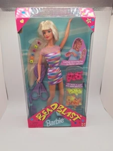 Barbie Bead Blast Doll Blonde 1997 Vintage Mattel Purple Dress New  - Picture 1 of 4