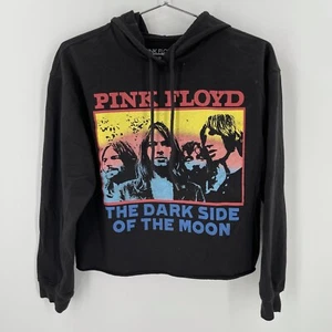 Pink Floyd Dark Side Of The Moon Crop Hoodie Womens Small Official Branded Black - Picture 1 of 4