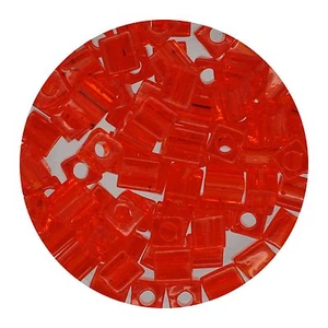 Cuentas cuadradas de vidrio Japón 4 mm cubo Miyuki naranja transparente - Imagen 1 de 2
