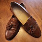 Johnston Murphy 12M Brown Tassle Leather Loafers Made In Italy 