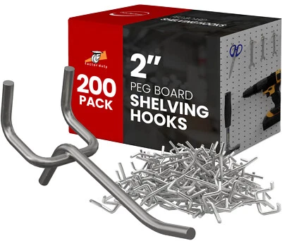 200 Pack Pegboard Shelving PEG HOOKS 2" Length Wholesale Lot - Image 1 of 4