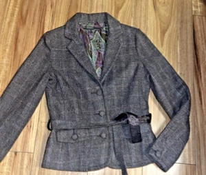 Just Jeans Brown Vintage Tweed Wool Blend Jacket Size 10 - Picture 1 of 5
