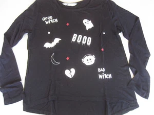 Shirt T-Shirt Langarm Gr. 146/152 H&M Blusenshirt mit Motiven Schwarz wunderschö - Bild 1 von 5