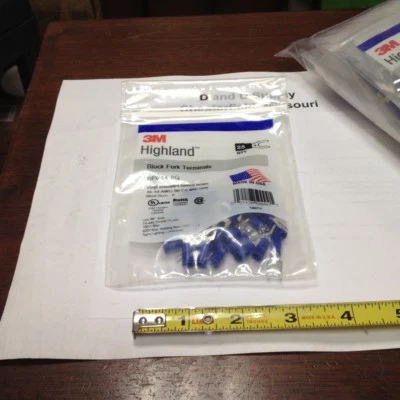 *** Bag of 25 ***, 3M BFV14-8Q, 16 to 14 AWG, Block Fork Terminals, #8 Stud - Image 1 of 4