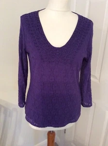 BHS Profile Top Size 12 Purple Lace, Polyamide, Elastane Lined VGC - Picture 1 of 6