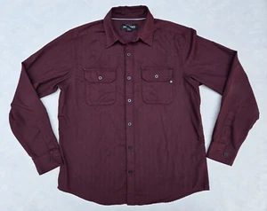 Murmeltierkleid Shirt Herren Größe Large Burgund Langarm geknöpft EUC - Bild 1 von 10