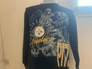Felpa girocollo nera vintage anni 90 Pittsburgh Steelers taglia M - Foto 1 di 4
