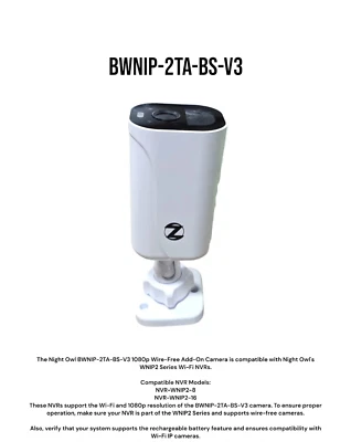Night Owl 1080p Wire-Free Camera BWNIP-2TA-BS-V3 | No Accessories - Image 1 of 4
