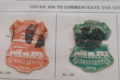 #217  #U218  2 Cent 3¢ 1876 Centennial stamped envelope Stamps - Image 1 of 4
