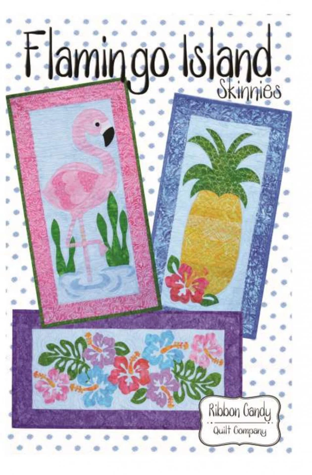 New Pieced and Applique Quilt Pattern FLAMINGO ISLAND  Skinnies 14"x28" - Image 1 of 1