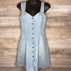 Moda International Talla 4 Vintage Años 90 Denim Botón Abajo Vestido Acampanado Talla 4 - Imagen 1 de 3