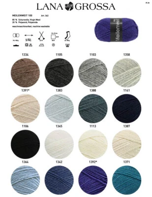 Lana Grossa Meilenweit 100 – Strapazierfähiges Sockengarn 100g Uni - Bild 1 von 3