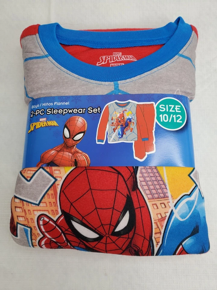 Boys Marvel Avengers Superhero Blue Flannel Pajama Set Size 10/12