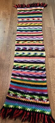 Handmade Multicolored Afghan Blanket Throw Vintage Crochet Colorful Granny Art Foto 1 de 4