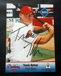 TRAVIS HAFNER INDIANS SIGNED AUTOGRAPHED 2001 ROOKIE MINOR LEAGUE BASEBALL CARD - Picture 1 of 1