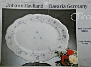 Johann Haviland Bavaria Germany China Blue Garland Pattern Serving Platter 13" - Picture 1 of 1