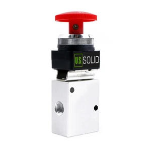 U.S. Solid Pneumatic Mechanical Valve 3 Way 2 Position 1/4 in Manual Control - Picture 1 of 5