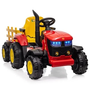 Kids Ride On Tractor with Trailer Battery Powered Electric Car Vehicle Toys Gift - Picture 1 of 8