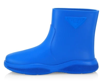 Botas de lluvia al tobillo PRADA Mellow para hombre con logotipo azul talla 42 / EE. UU. 9 - Hechas en Italia Foto 1 de 4