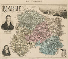 CARTE MARNE ANCIENNE ILLUSTRÉE CHAMPAGNE ARDENNES REIMS VUILLEMIN 19e  