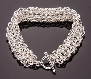 Vipera Berus Chain Maille Bracelet Artisan Crafted 925 Sterling Silver 8 Inch - Picture 1 of 3